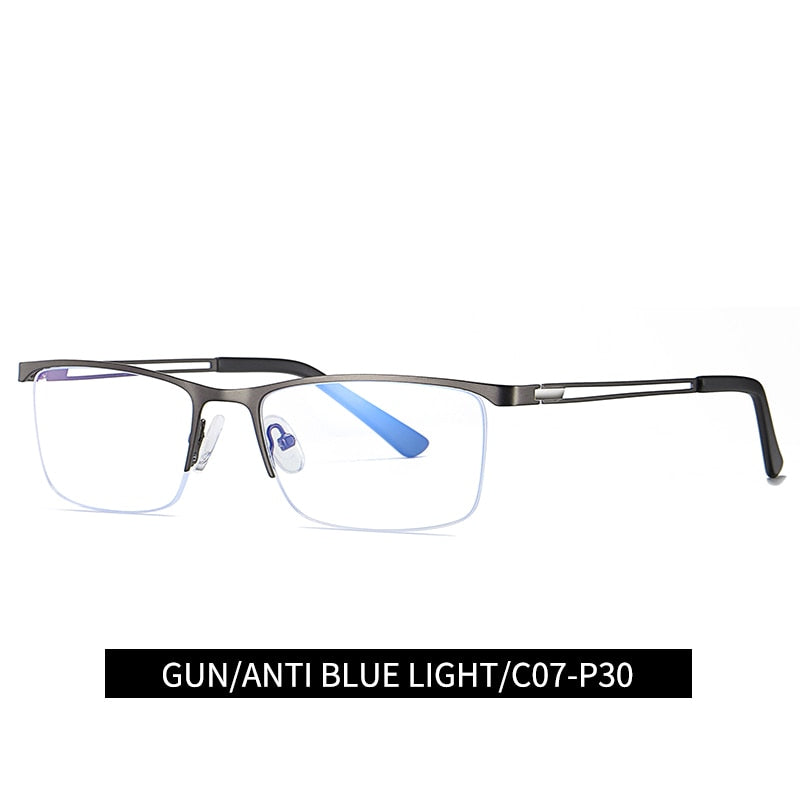Reven Jate Men's Eyeglasses 5916 Half Rim Alloy Front Flexible Plastic Tr-90 Semi Rim Reven Jate gray