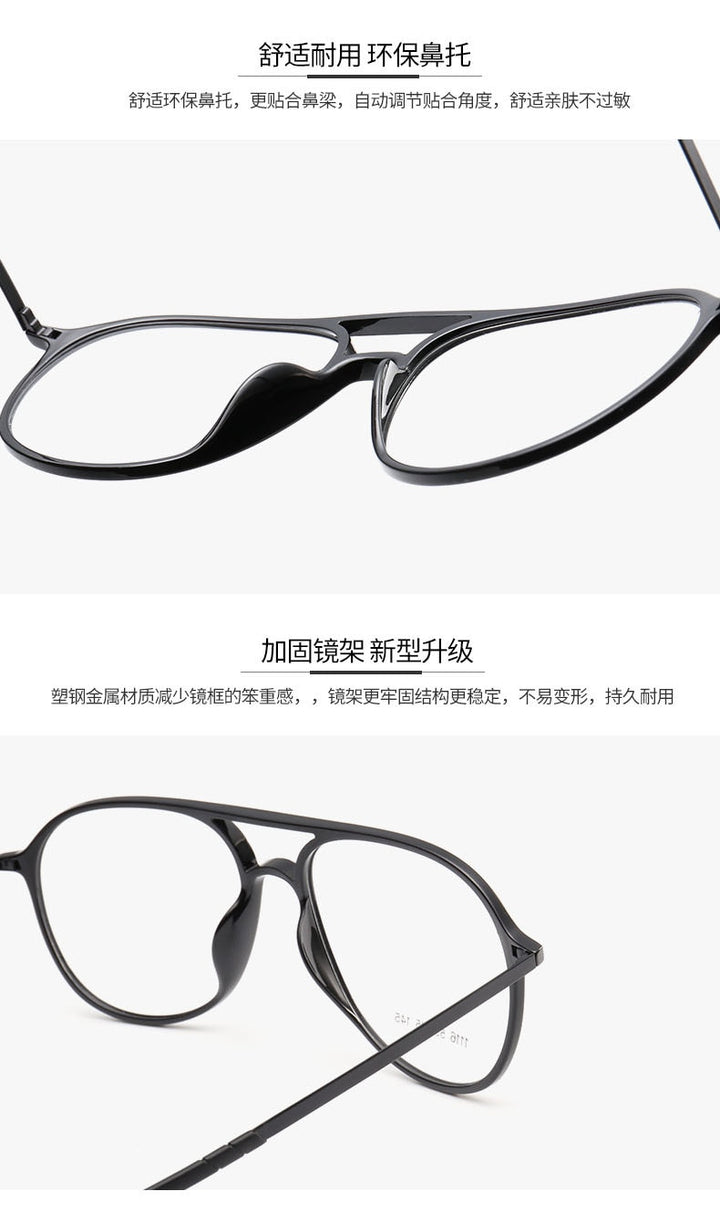 Unisex Double Bridge Acetate Steel Round Full Rim Eyeglasses 1116 Full Rim Bclear