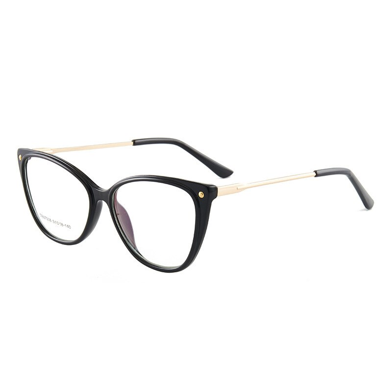 Hotony Woman's Full Rim Cat Eye TR 90 Resin Alloy Frame Eyeglasses 7008 Full Rim Hotony black