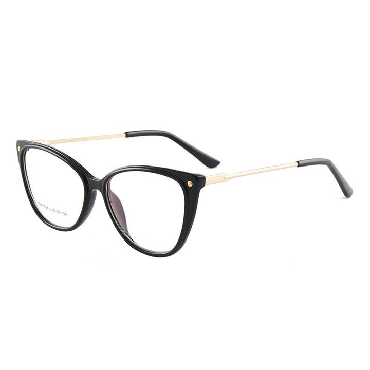 Hotony Woman's Full Rim Cat Eye TR 90 Resin Alloy Frame Eyeglasses 7008 Full Rim Hotony black
