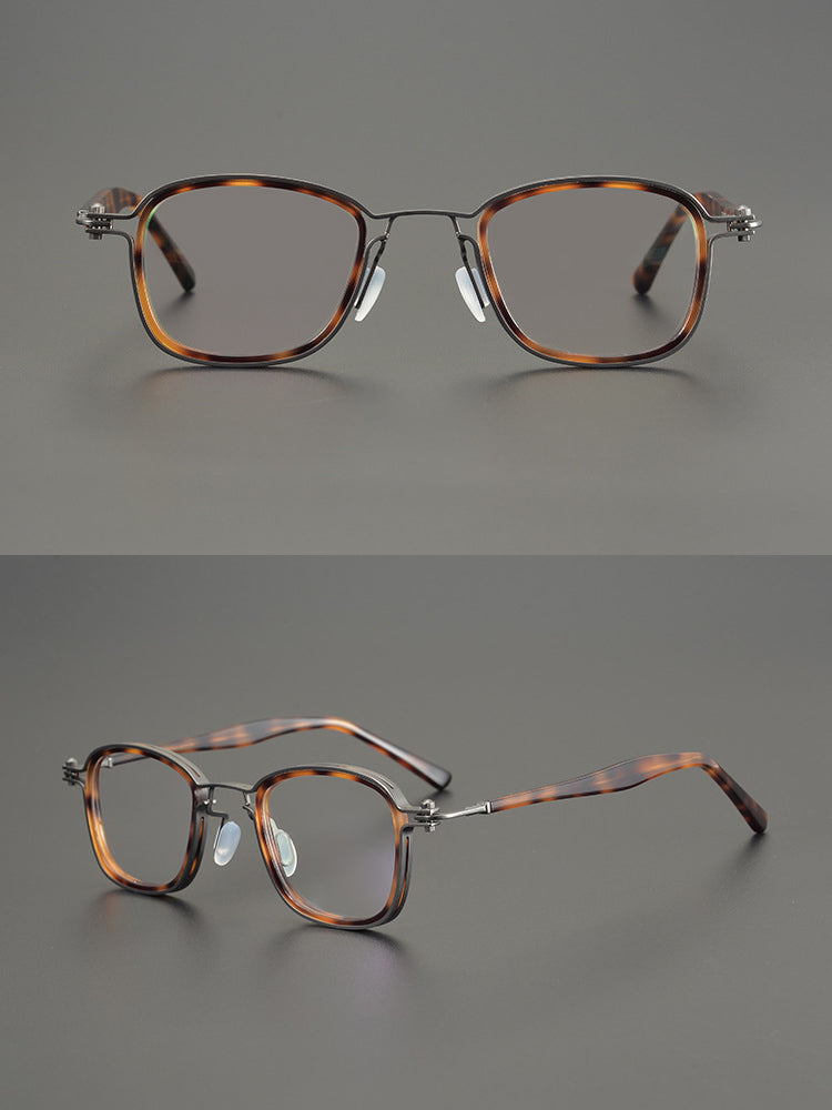 Gatenac Unisex Full Rim Square Acetate Alloy Frame Eyeglasses Gxyj698 Full Rim Gatenac