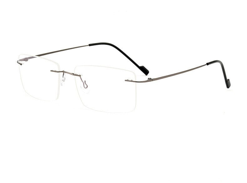Chashma Ottica Unisex Rimless Square Rectangle Titanium Eyeglasses 763 Rimless Chashma Ottica Gray