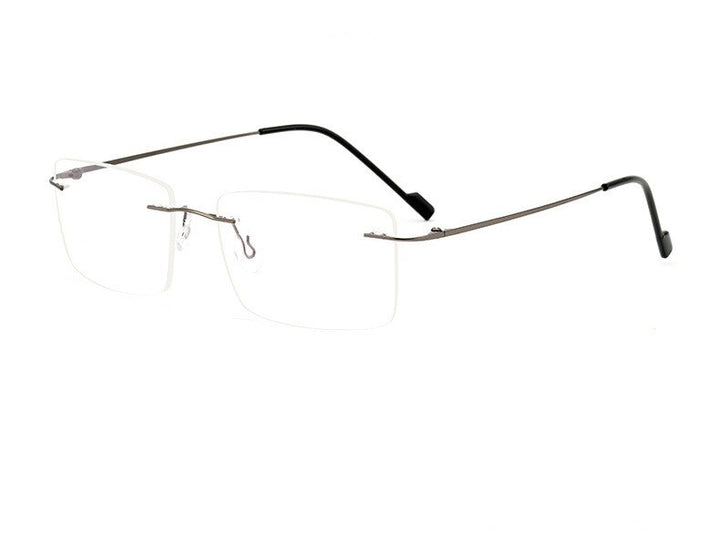 Chashma Ottica Unisex Rimless Square Rectangle Titanium Eyeglasses 763 Rimless Chashma Ottica Gray