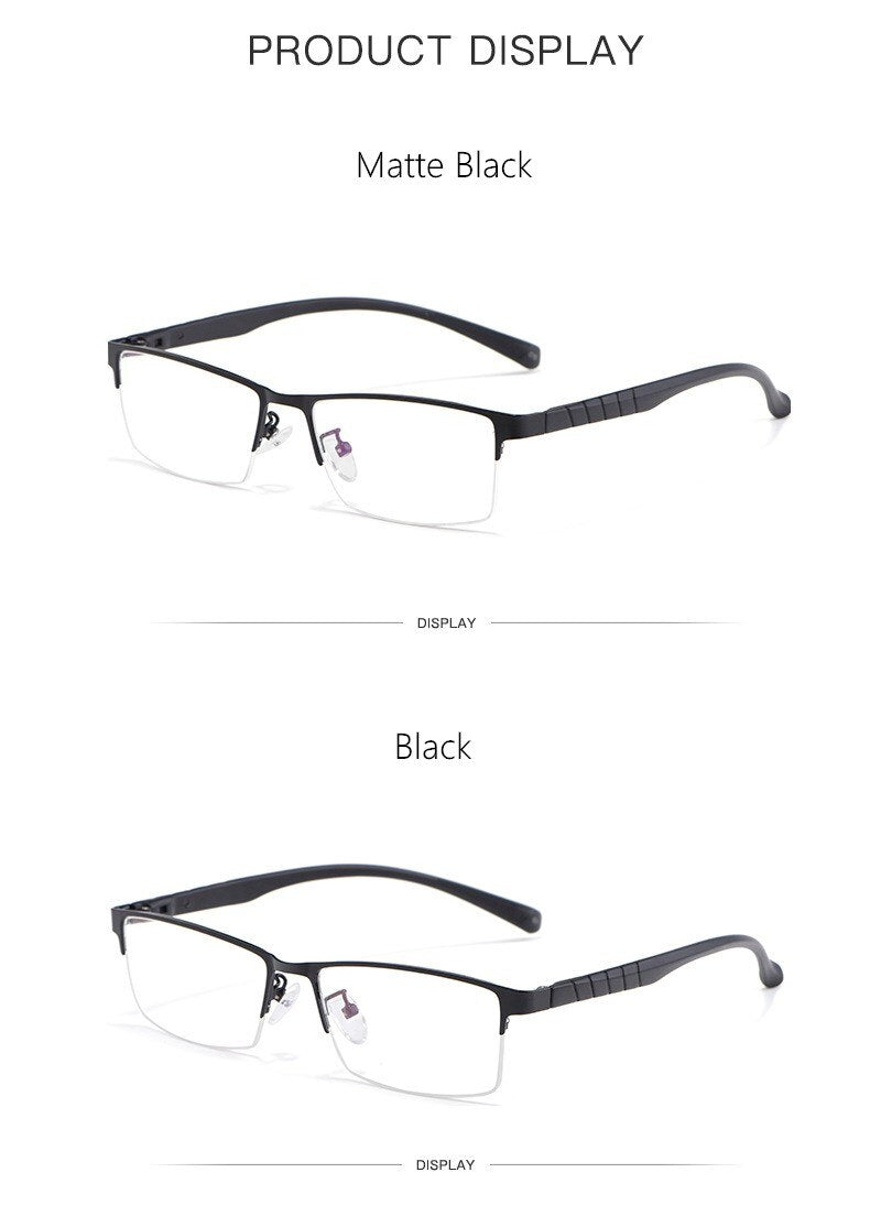 Yimaruili Men's Semi Rim Alloy Frame Eyeglasses 89033 Semi Rim Yimaruili Eyeglasses
