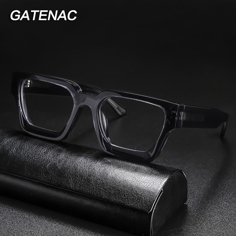 Gatenac Unisex Full Rim Square Acetate Frame Eyeglasses Gxyj724 Full Rim Gatenac