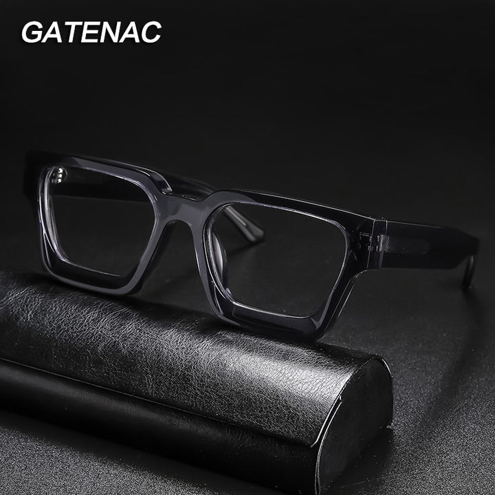 Gatenac Unisex Full Rim Square Acetate Frame Eyeglasses Gxyj724 Full Rim Gatenac