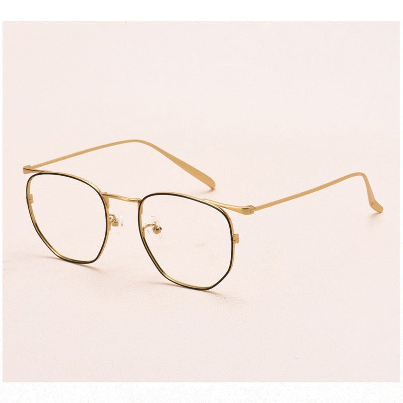 Muzz Full Rim Polygonal Square Titanium Frame Eyeglasses 109011 Full Rim Muzz Black gold