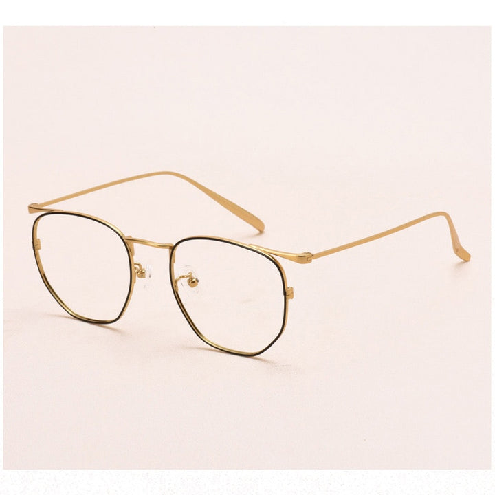 Muzz Full Rim Polygonal Square Titanium Frame Eyeglasses 109011 Full Rim Muzz Black gold