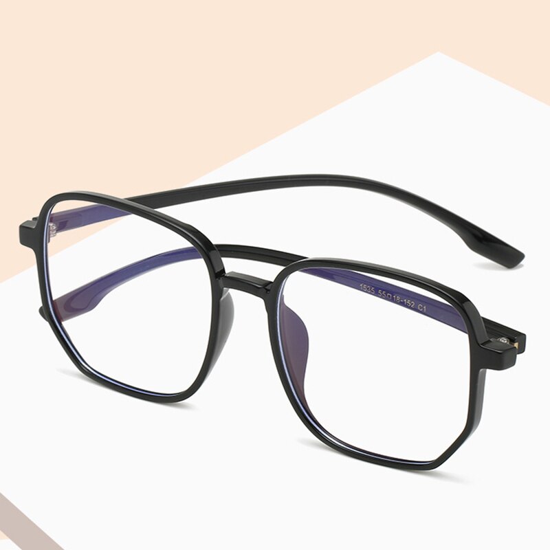 Hotony Women's Full Rim Oversized Round Square Tr 90 Eyeglasses 1535 Full Rim Hotony Black