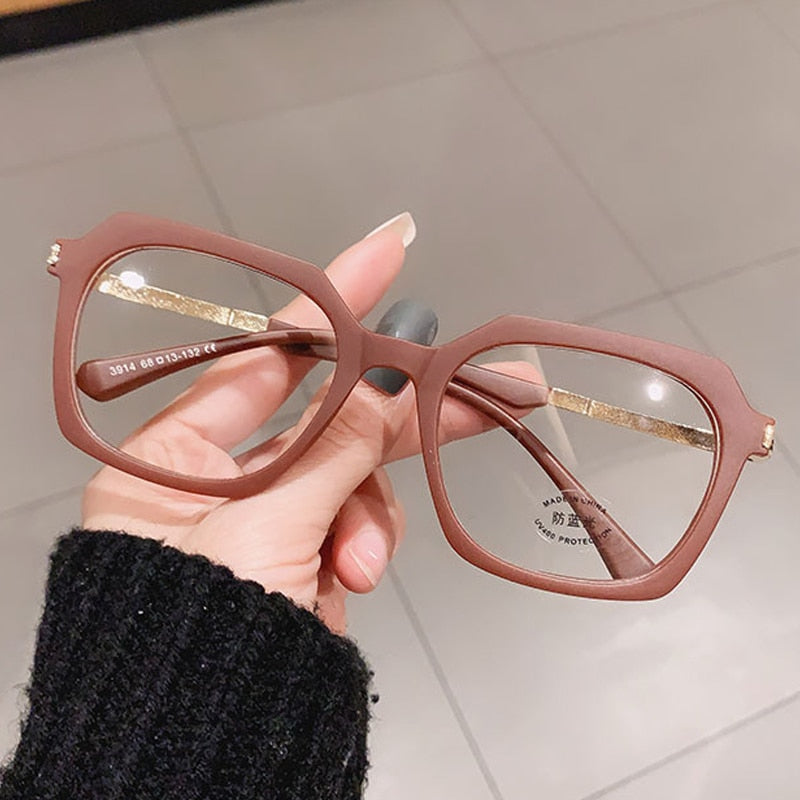 CCspace Unisex Full Rim Square Round Tr 90 Titanium Frame Eyeglasses 46870 Full Rim CCspace Square Bean Paste