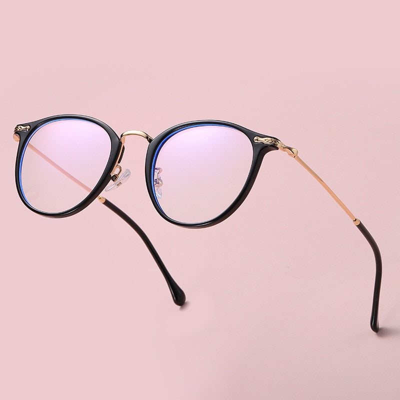 Yimaruili Women's Full Rim Round Resin Metal Frame Eyeglasses 8303 Full Rim Yimaruili Eyeglasses