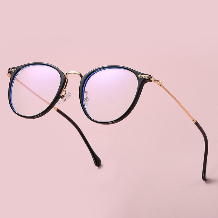 Yimaruili Women's Full Rim Round Resin Metal Frame Eyeglasses 8303 Full Rim Yimaruili Eyeglasses