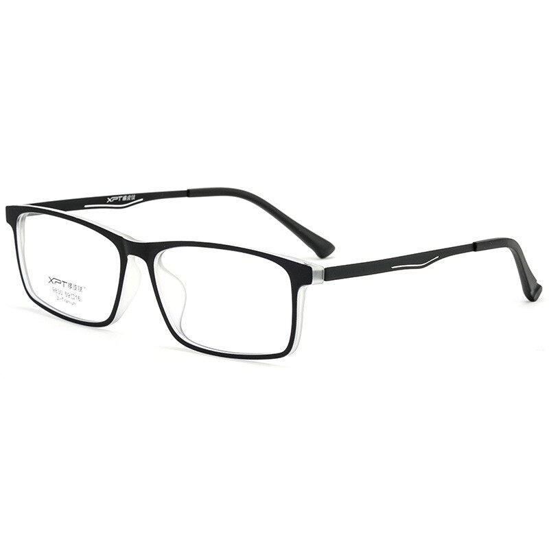 Yimaruili Men's Full Rim TR 90 Resin β Titanium Frame Eyeglasses 9830 Full Rim Yimaruili Eyeglasses Black Transparent