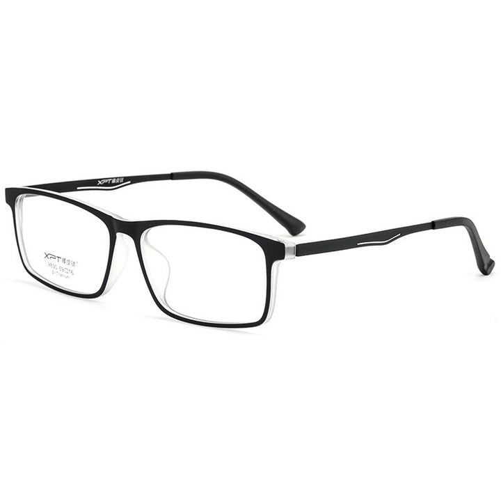 Yimaruili Men's Full Rim TR 90 Resin β Titanium Frame Eyeglasses 9830 Full Rim Yimaruili Eyeglasses Black Transparent