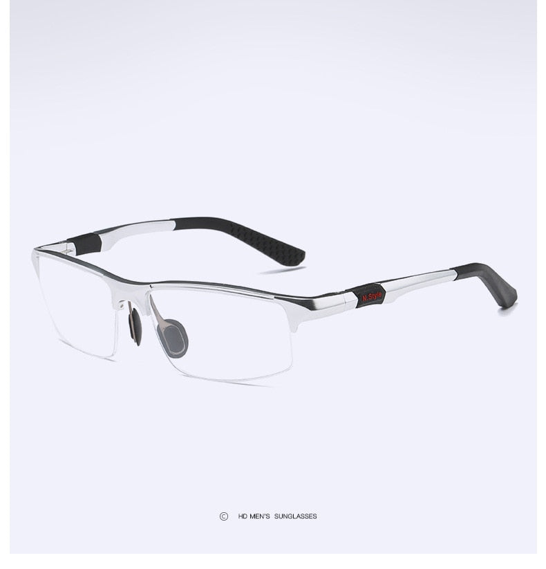 Yimaruili Men's Semi Rim Aluminum Magnesium Rectangular Frame Eyeglasses Y3121 Semi Rim Yimaruili Eyeglasses