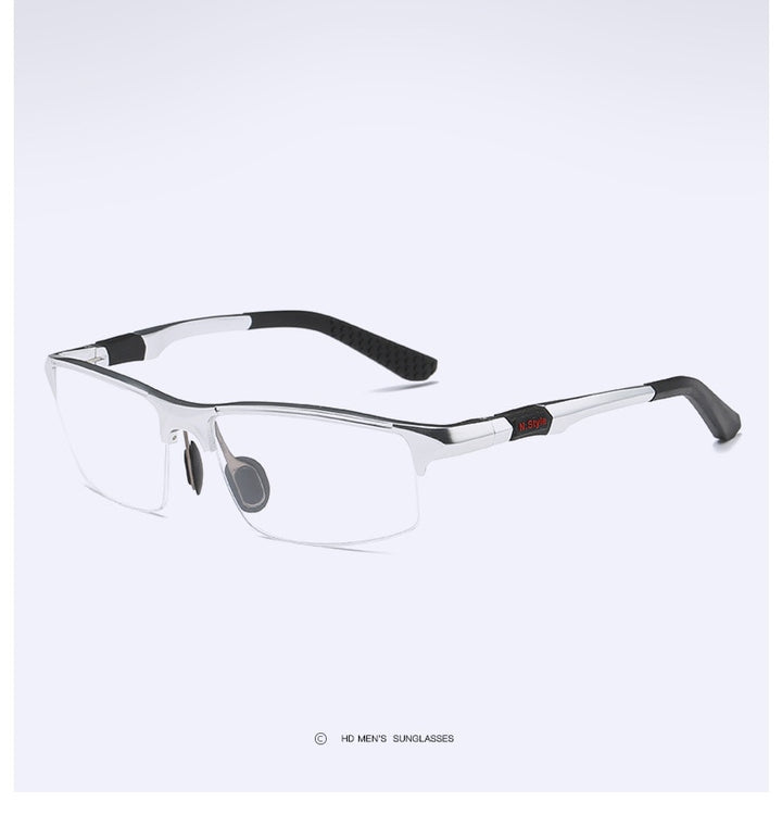 Yimaruili Men's Semi Rim Aluminum Magnesium Rectangular Frame Eyeglasses Y3121 Semi Rim Yimaruili Eyeglasses