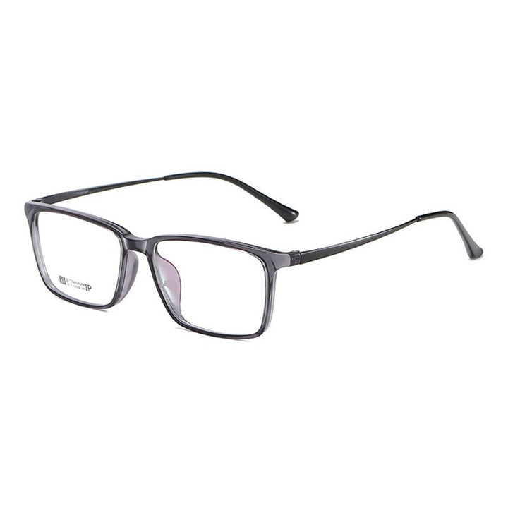Hotochki Men's Full Rim Beta Titanium Frame Rectangular Eyeglasses 7036 Full Rim Hotochki Black Gray