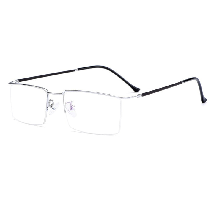 Gmei Men's Semi Rim Square Titanium Alloy Eyeglasses Y2533 Semi Rim Gmei Optical C3 Silver