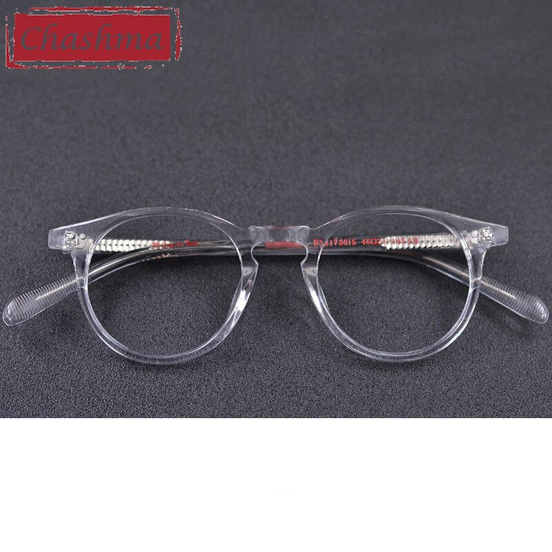 Chashma Men's Full Rim Round Acetate Frame Eyeglasses 2172015 Full Rim Chashma Transparent