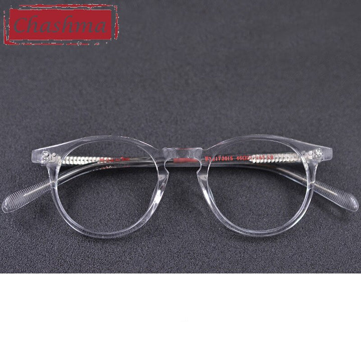 Chashma Men's Full Rim Round Acetate Frame Eyeglasses 2172015 Full Rim Chashma Transparent