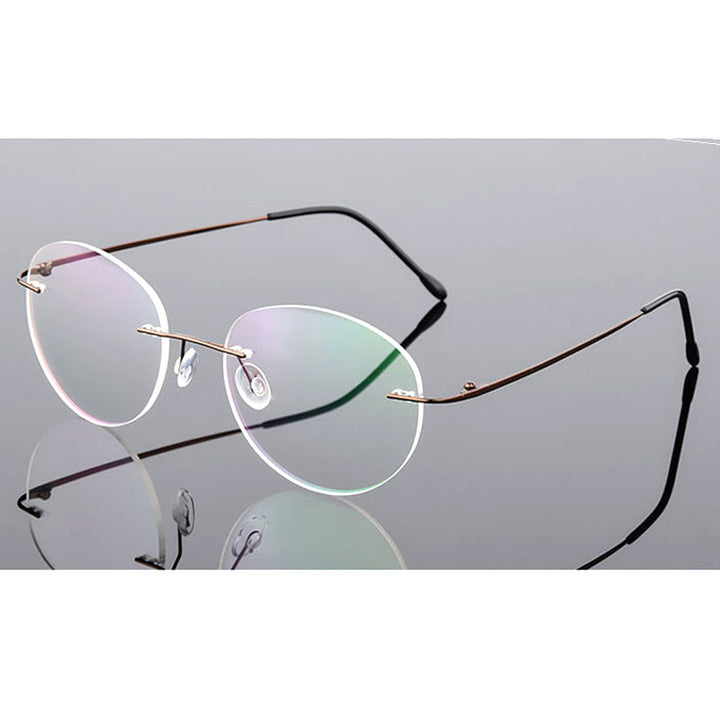 Handoer Unisex Rimless Customized Shaped Lenses 862 Alloy Eyeglasses Rimless Handoer Gray