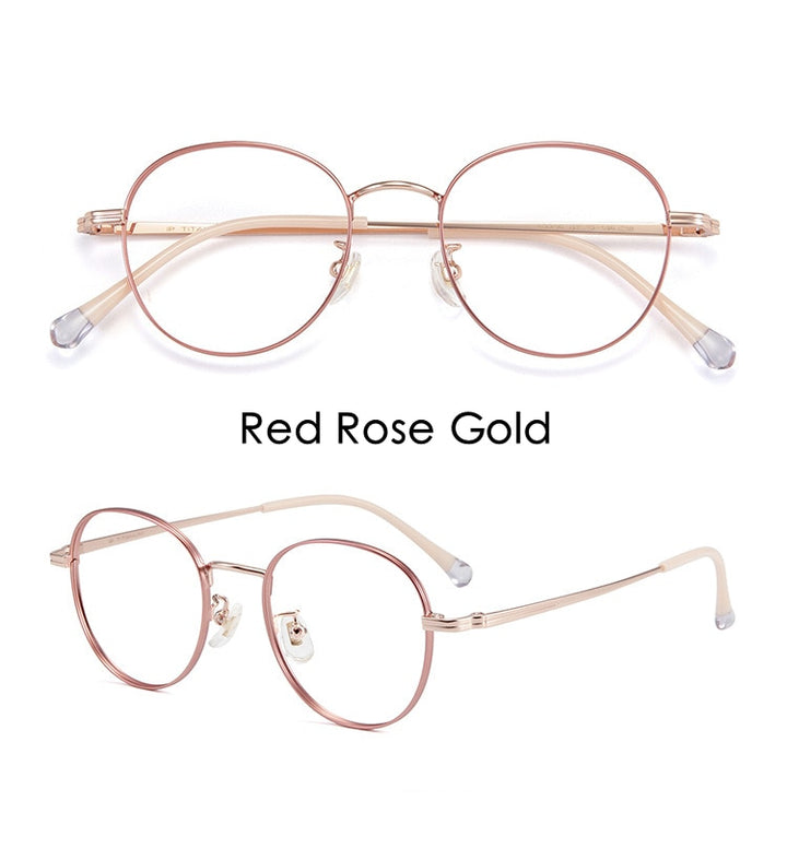 Yimaruili Unisex Full Rim Round Titanium Frame Eyeglasses T8805 Full Rim Yimaruili Eyeglasses