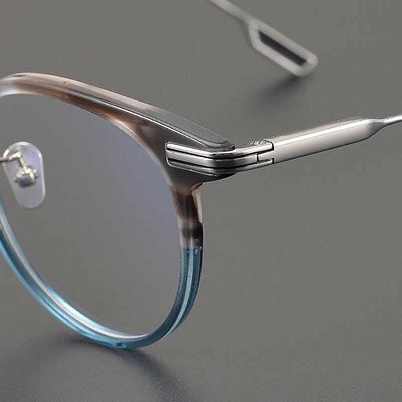Gatenac Unisex Full Rim Round Titanium Acetate Frame Eyeglasses Gxyj702 Full Rim Gatenac