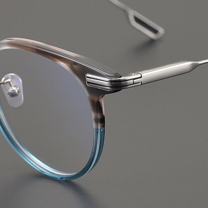 Gatenac Unisex Full Rim Round Titanium Acetate Frame Eyeglasses Gxyj702 Full Rim Gatenac