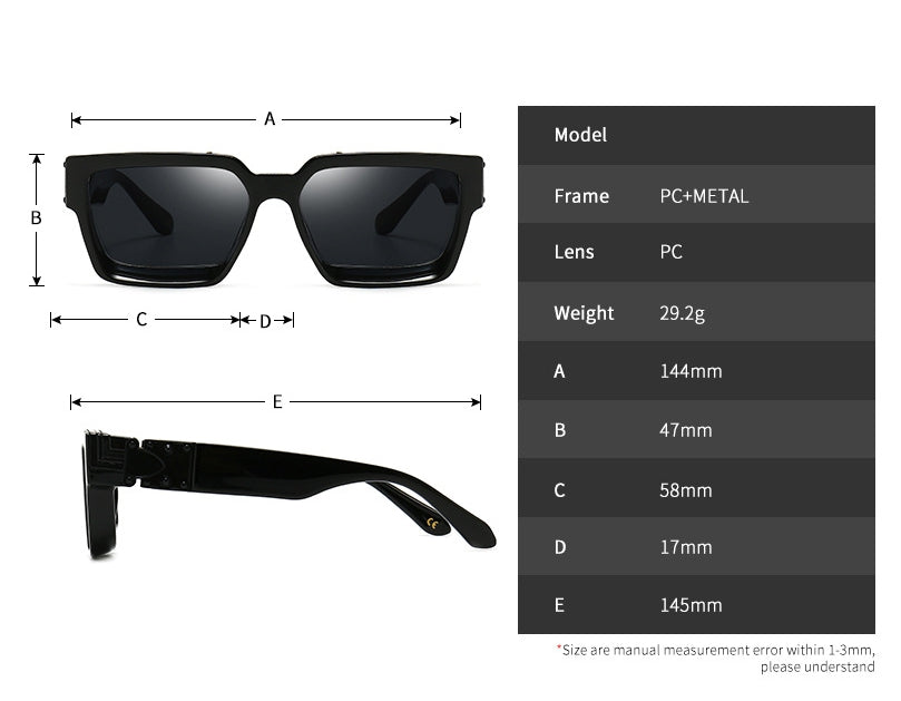 CCspace Unisex Full Rim Square Resin Frame Sunglasses 46167 Sunglasses CCspace Sunglasses