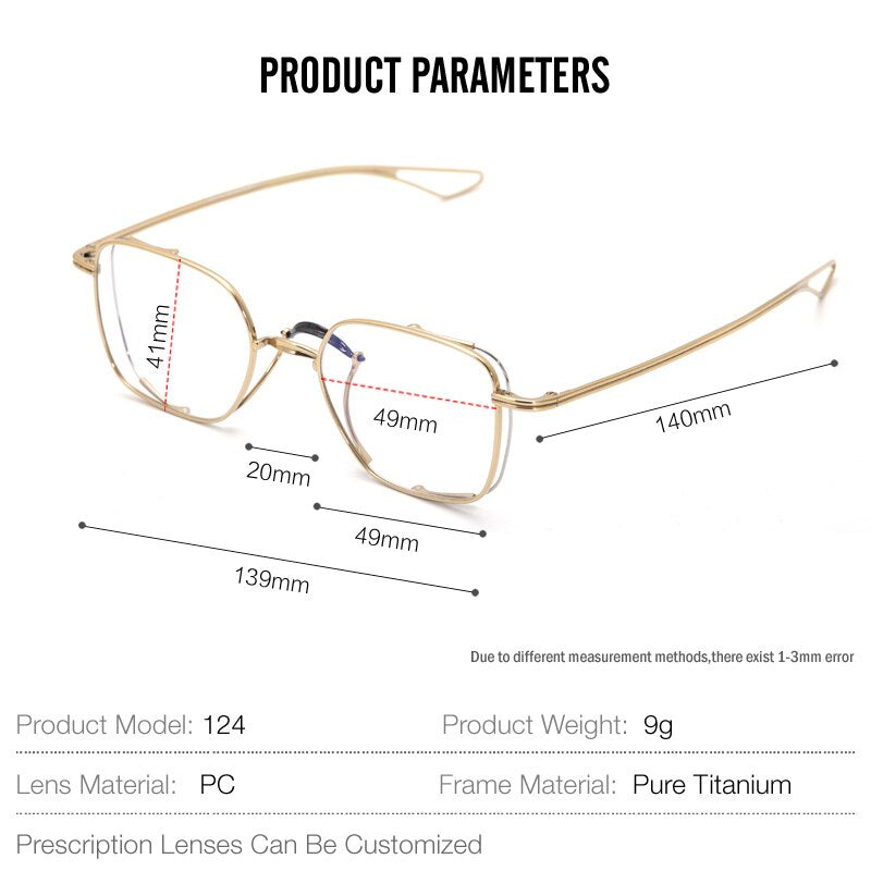 Muzz Unisex Full Rim Square Titanium Frame Eyeglasses T7024 Full Rim Muzz