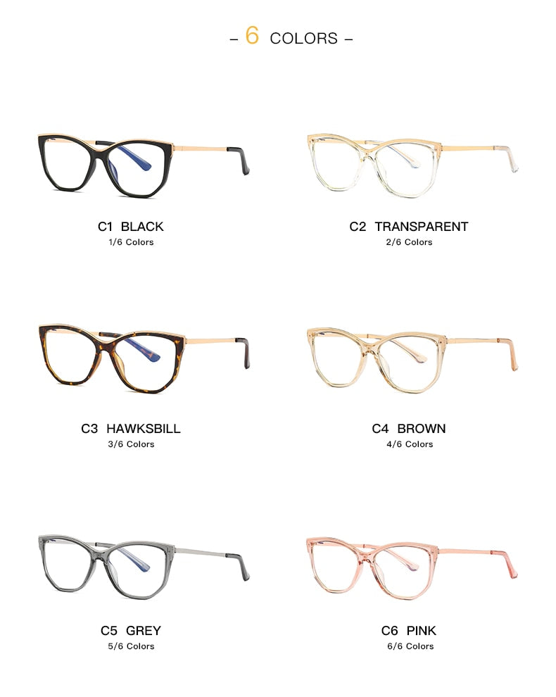Hotochki Women's Full Rim Cat Eye Alloy Acetate Frame Eyeglasses 2048 Full Rim Hotochki
