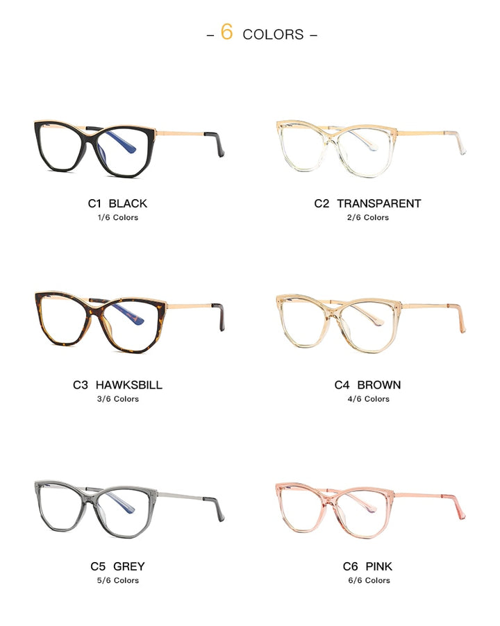 Hotochki Women's Full Rim Cat Eye Alloy Acetate Frame Eyeglasses 2048 Full Rim Hotochki
