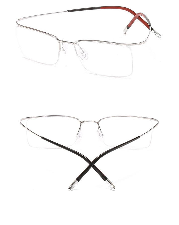 Hdcrafter Unisex Semi Rim Rectangle Titanium Frame Eyeglasses 9256 Semi Rim Hdcrafter Eyeglasses