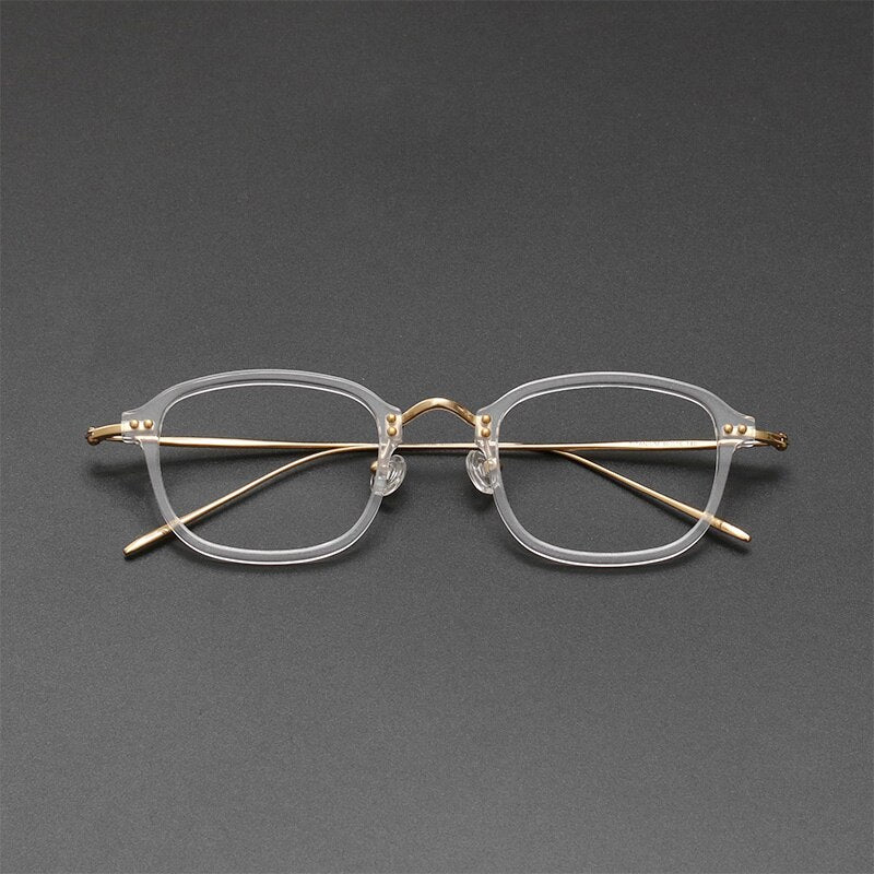 Gatenac Unisex Full Rim Square Titanium Acetate Frame Eyeglasses Gxyj364 Full Rim Gatenac