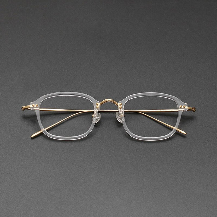Gatenac Unisex Full Rim Square Titanium Acetate Frame Eyeglasses Gxyj364 Full Rim Gatenac