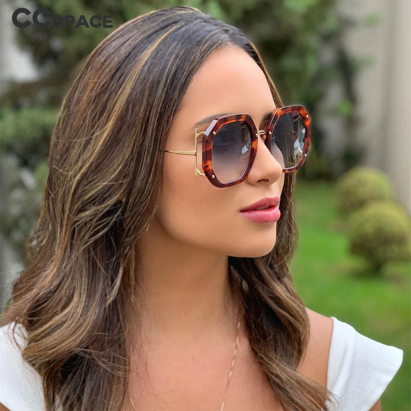 CCspace Women's Full Rim Polygon Square Frame Sunglasses 48154 Sunglasses CCspace Sunglasses