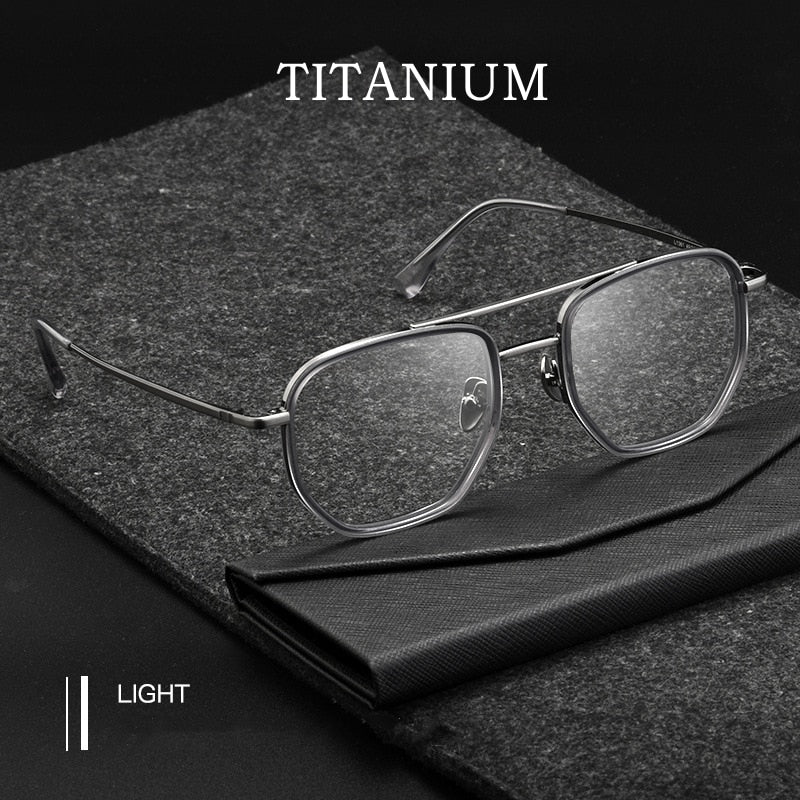 Yimaruili Unisex Full Rim Double Bridge β Titanium Frame Eyeglasses L1361 Full Rim Yimaruili Eyeglasses