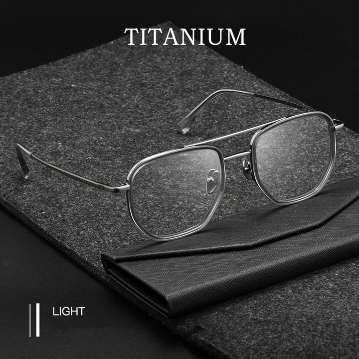 Yimaruili Unisex Full Rim Double Bridge β Titanium Frame Eyeglasses L1361 Full Rim Yimaruili Eyeglasses