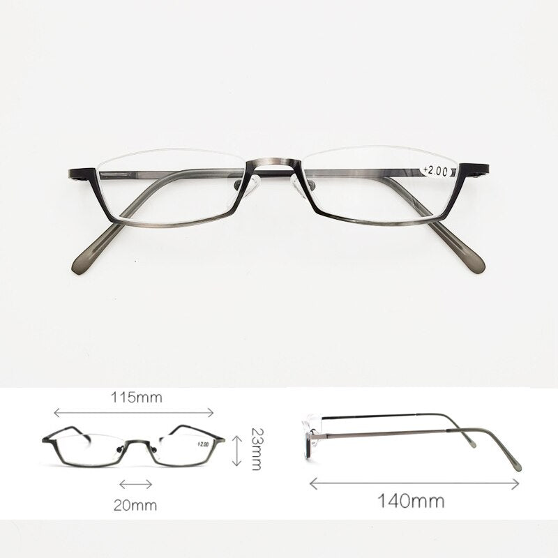 Yujo Unisex Alloy Semi Rim Square Frame Reading Glasses Y006 Reading Glasses Yujo