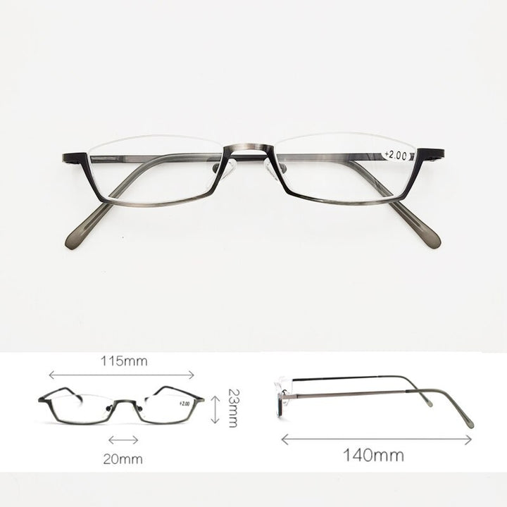 Yujo Unisex Alloy Semi Rim Square Frame Reading Glasses Y006 Reading Glasses Yujo