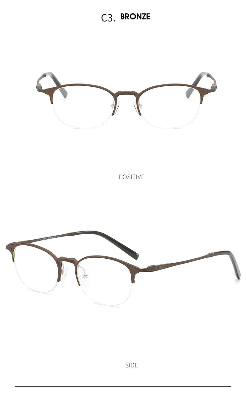 Hdcrafter Unisex Semi Rim Round TR 90 Titanium Frame Eyeglasses 6301 Semi Rim Hdcrafter Eyeglasses