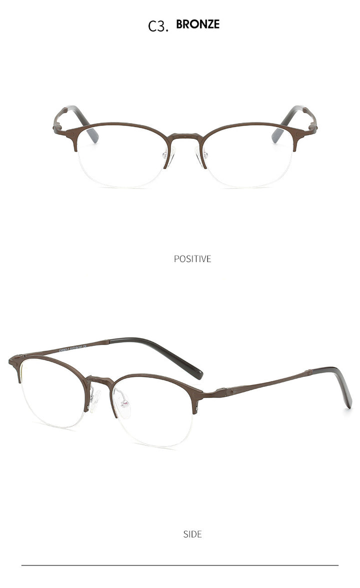 Hdcrafter Unisex Semi Rim Round TR 90 Titanium Frame Eyeglasses 6301 Semi Rim Hdcrafter Eyeglasses