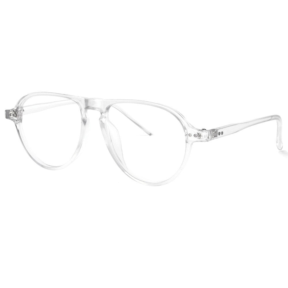 CCspace Unisex Full Rim Oversized Round Resin Frame Eyeglasses 53748 Full Rim CCspace Transparent
