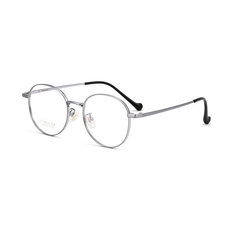 Hotochki Unisex Full Rim Polygon Beta Titanium Frame Eyeglasses 3933 Full Rim Hotochki Silver