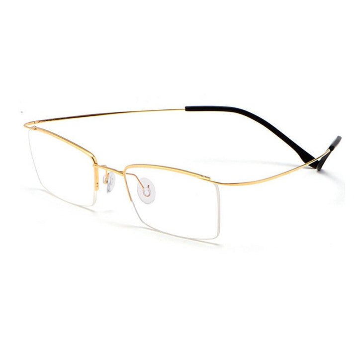 Yimaruili Men's Semi Rim Hinge Free β Titanium Frame Eyeglasses 30004 Semi Rim Yimaruili Eyeglasses Gold