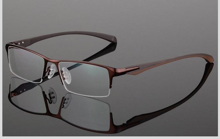 Hotochki Men's Semi Rim IP Electronic Plated Alloy Frame Eyeglasses 9065 Semi Rim Hotochki