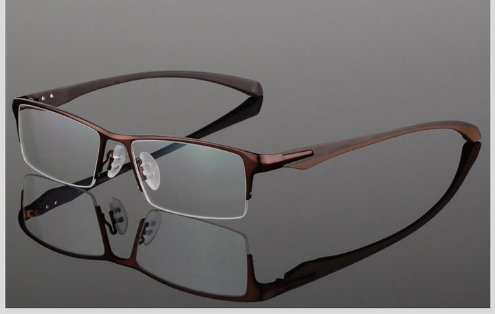 Hotochki Men's Semi Rim IP Electronic Plated Alloy Frame Eyeglasses 9065 Semi Rim Hotochki