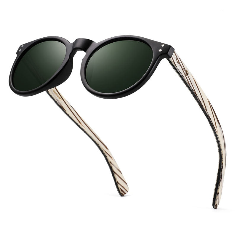 Yimaruili Women's Full Rim Round Wooden Frame Polarized Lens Sunglasses 8003 Sunglasses Yimaruili Sunglasses   