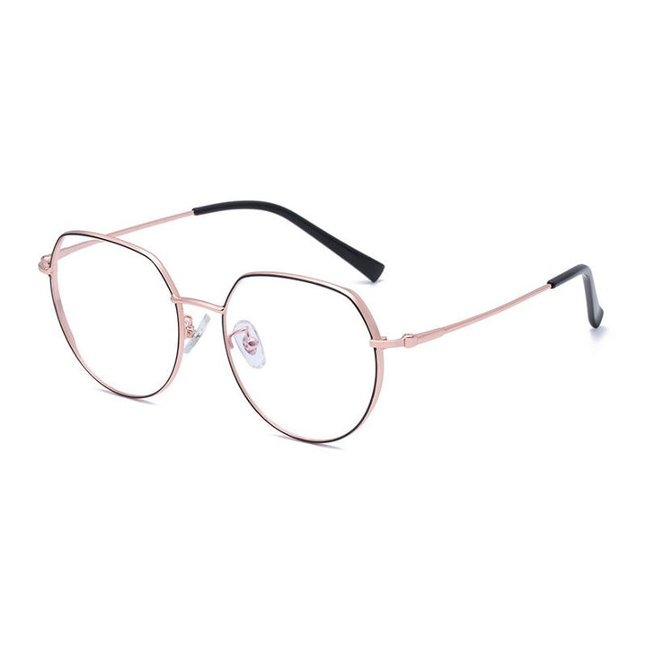 Hotony Unisex Full Rim Alloy Round Frame Eyeglasses 1121 Full Rim Hotony Black Rose Gold