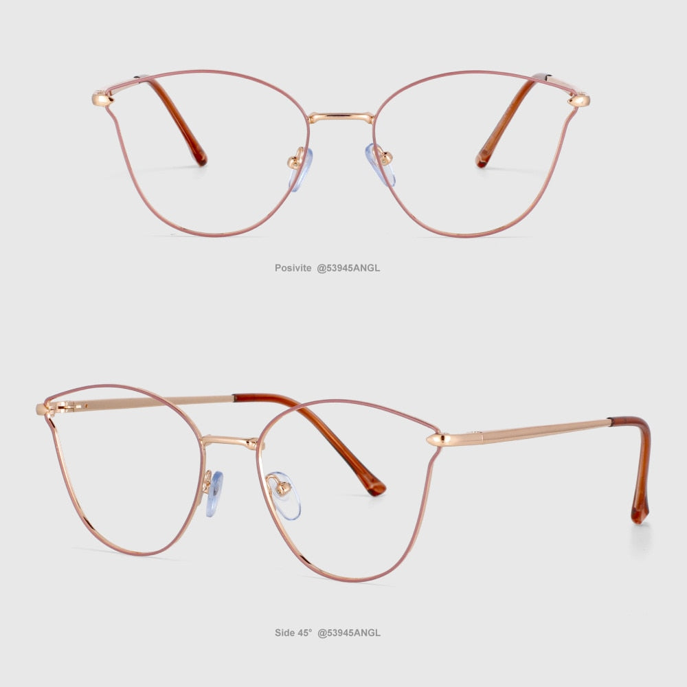 CCspace Unisex Full Rim Square Cat Eye Alloy Frame Eyeglasses 53945 Full Rim CCspace Dark pink